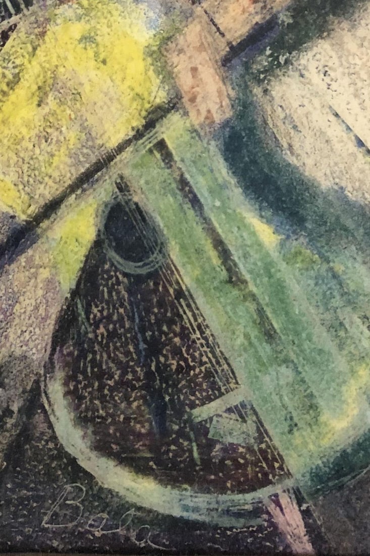 Vintage Wood Framed Pastel Print by Artist Bala - 5