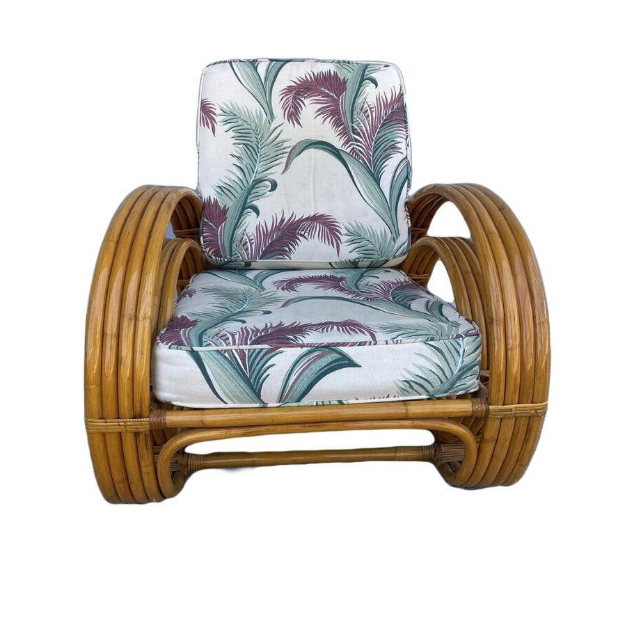 Restored Double Half Moon Rattan Four-Strand Lounge Chair - 18