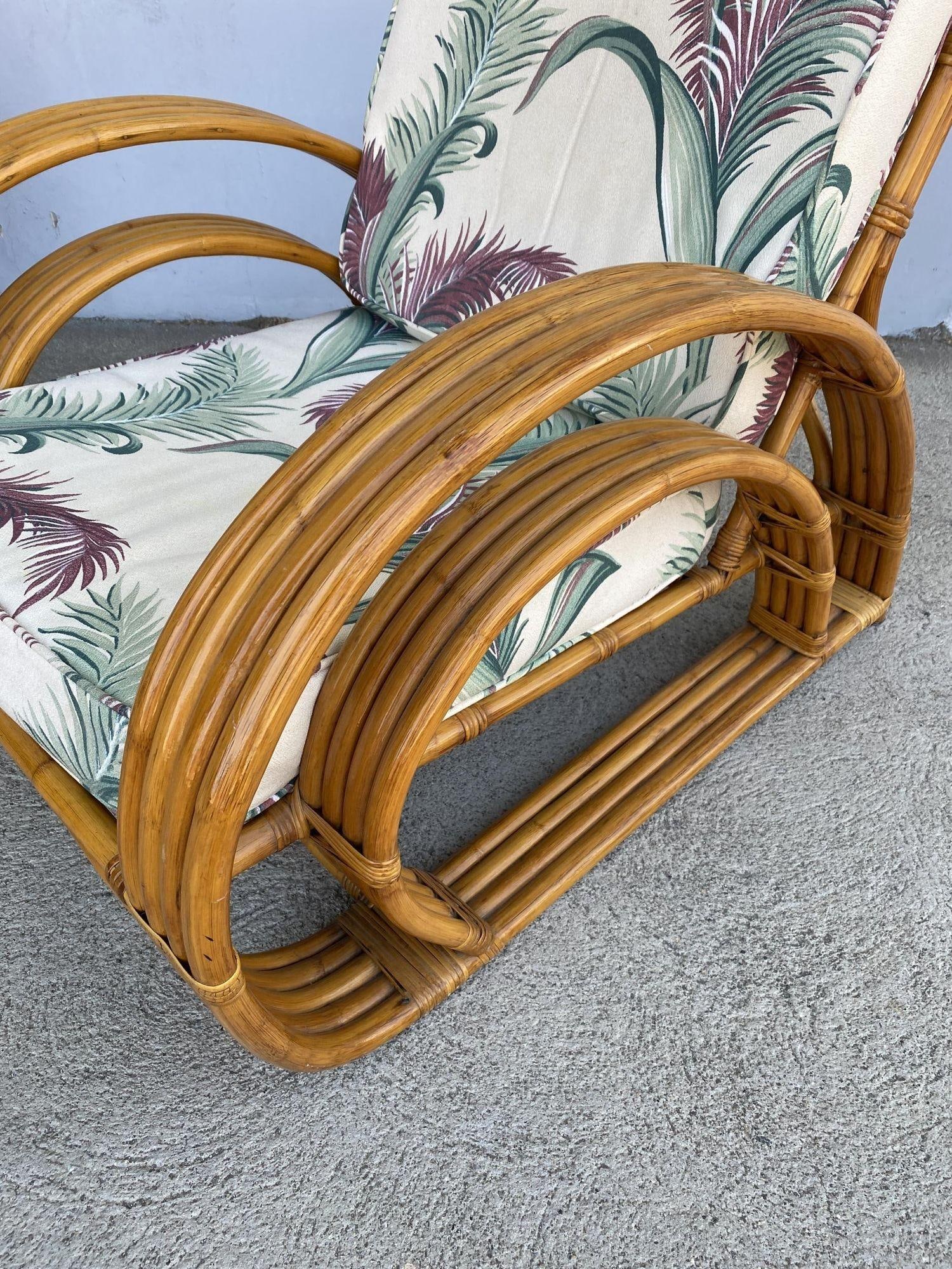 Restored Double Half Moon Rattan Four-Strand Lounge Chair - 5
