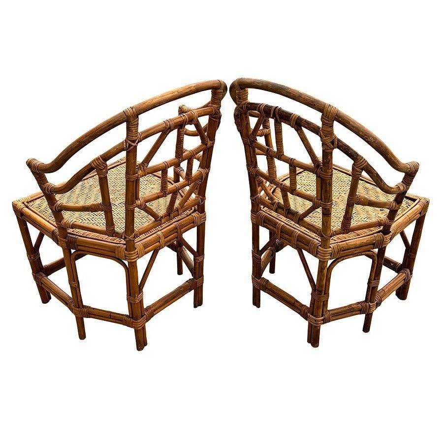 Brighton Pavilion Style Rattan Dining Armchairs - 2