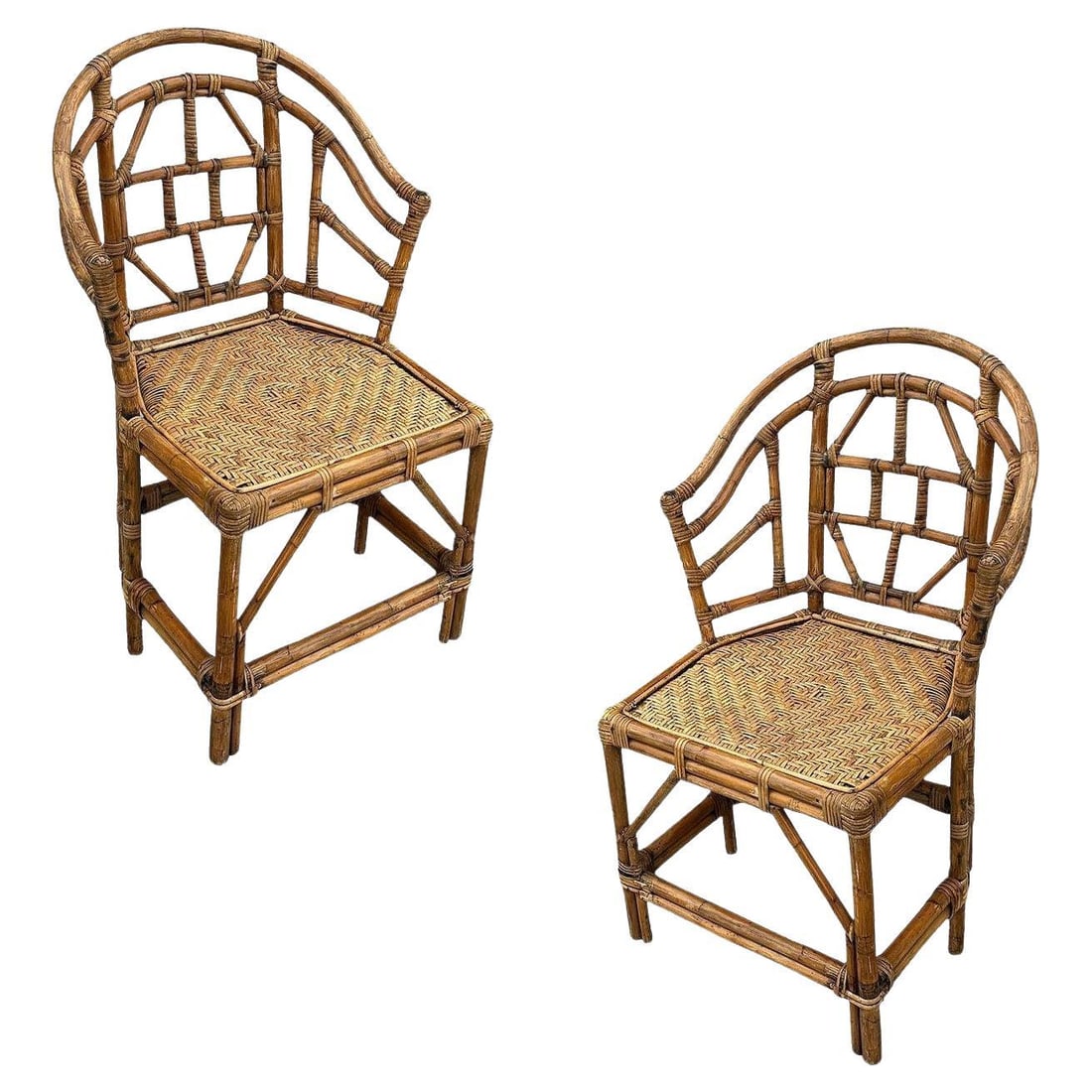 Brighton Pavilion Style Rattan Dining Armchairs - 7