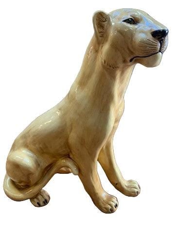 Mid Century Modern Italian Glazed Mountain Lion Statue - 2
