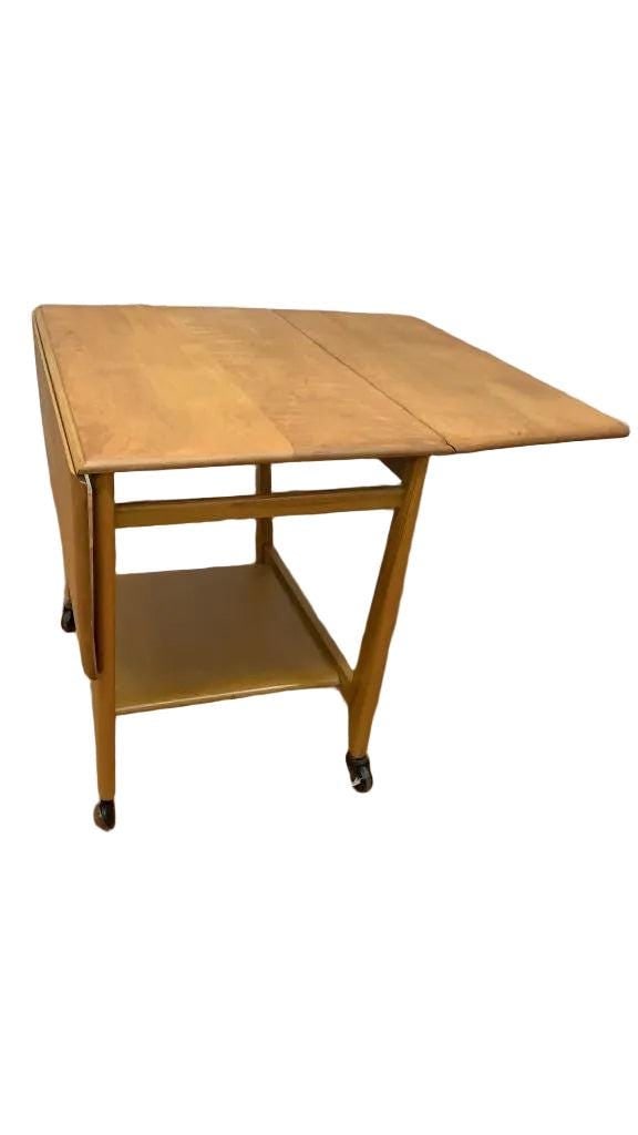 MCM Heywood Wakefield Drop Leaf Serving Bar Cart - 2