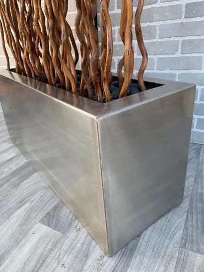 Vintage Rustic Industrial Willow Branches in Planter Box Screen/Room Divider Separator - 2