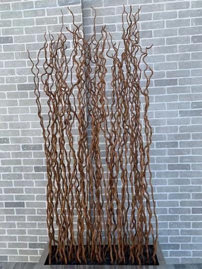 Vintage Rustic Industrial Willow Branches in Planter Box Screen/Room Divider Separator - 7