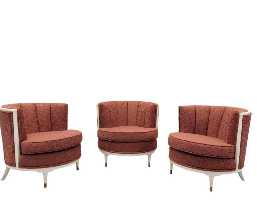 Art Deco Channel Barrel Back Club Chairs Newly Reupholstered (1 of 8)