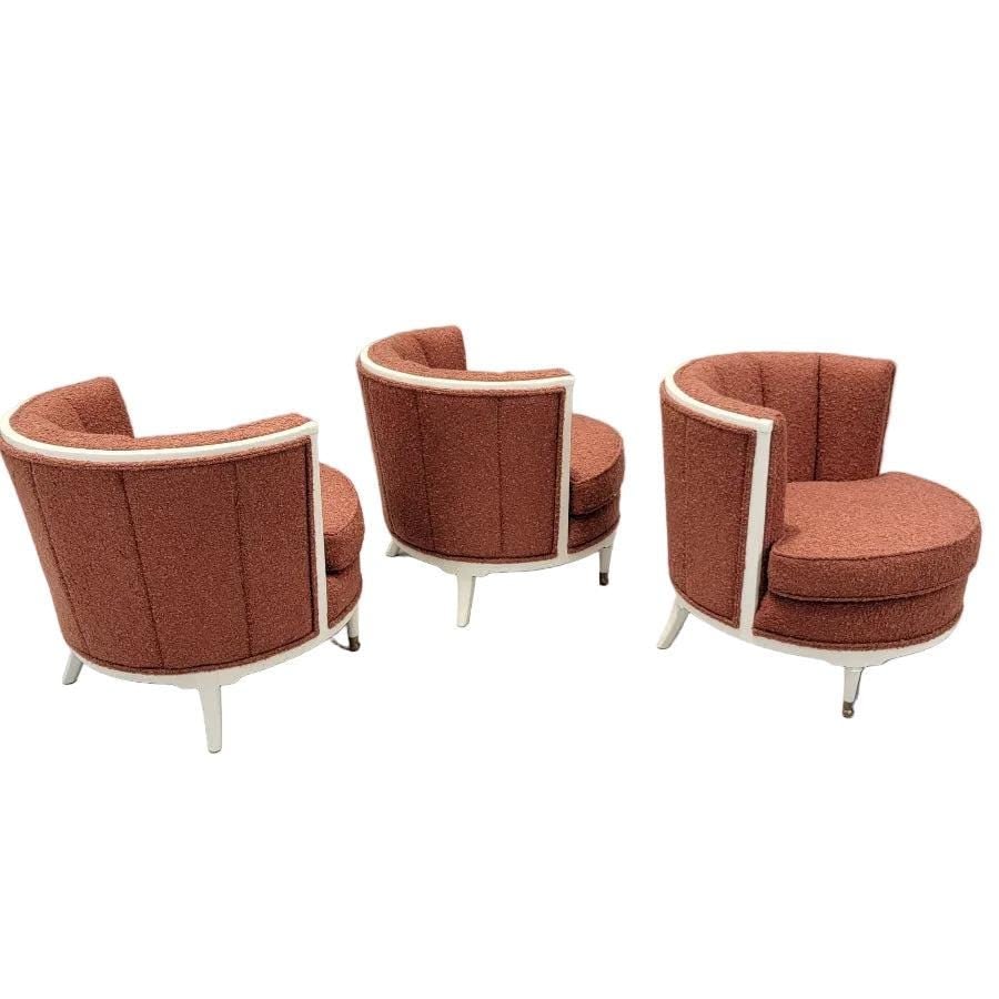 Art Deco Channel Barrel Back Club Chairs Newly Reupholstered - 2