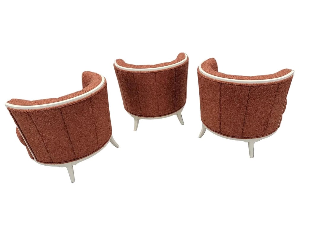 Art Deco Channel Barrel Back Club Chairs Newly Reupholstered - 3