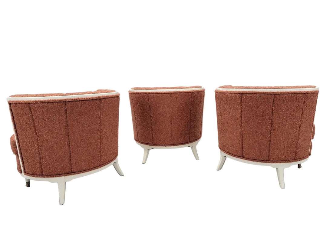 Art Deco Channel Barrel Back Club Chairs Newly Reupholstered - 4