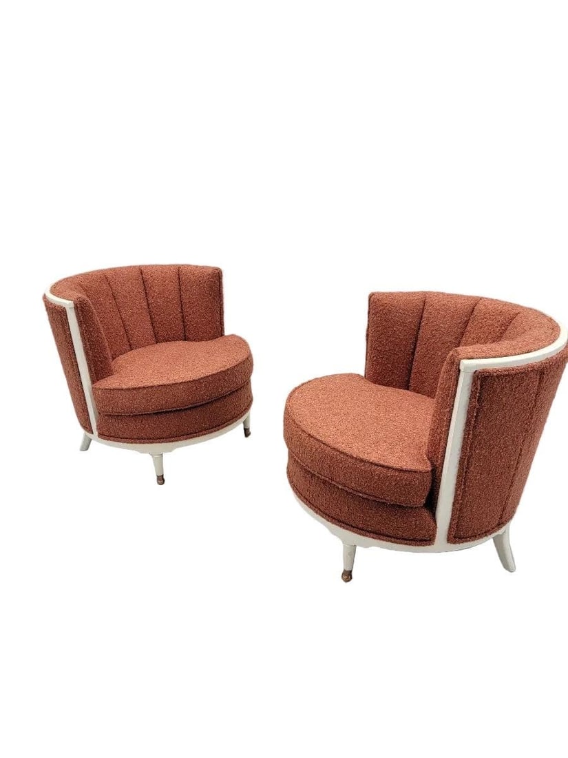 Art Deco Channel Barrel Back Club Chairs Newly Reupholstered - 5