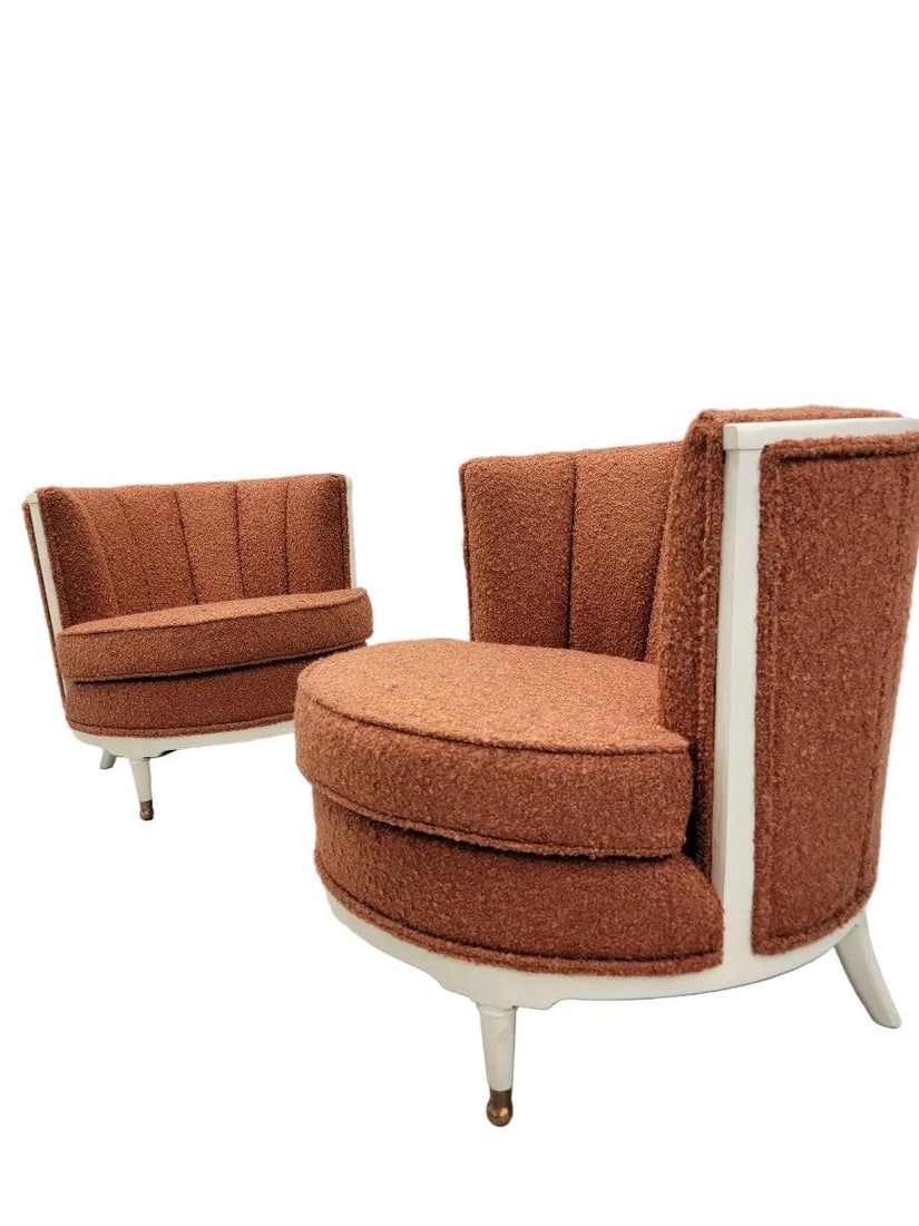 Art Deco Channel Barrel Back Club Chairs Newly Reupholstered - 7