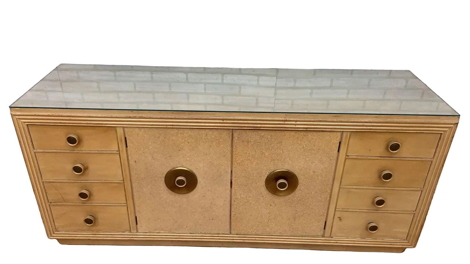 MCM Cork Sideboard with Mirror by Johnson Furniture - 3