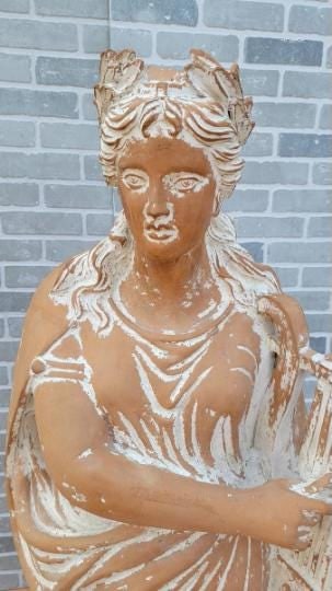 Antique Hellenistic Terra Cotta Statue of Goddess Playing The Harp - 3