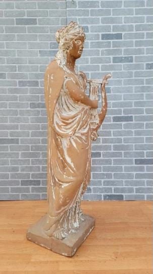 Antique Hellenistic Terra Cotta Statue of Goddess Playing The Harp - 4