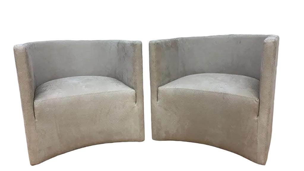 Vintage Barrel Back Lounge Chairs Newly Reupholstered - Pair - 3