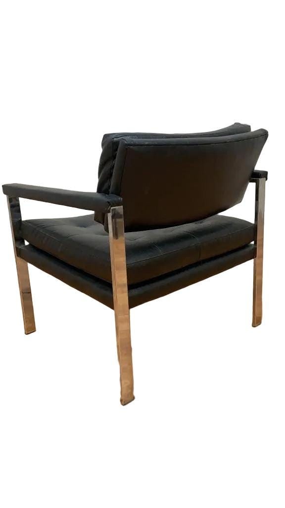 MCM Milo Baughman Style Chrome Flat Bar Chair - 2