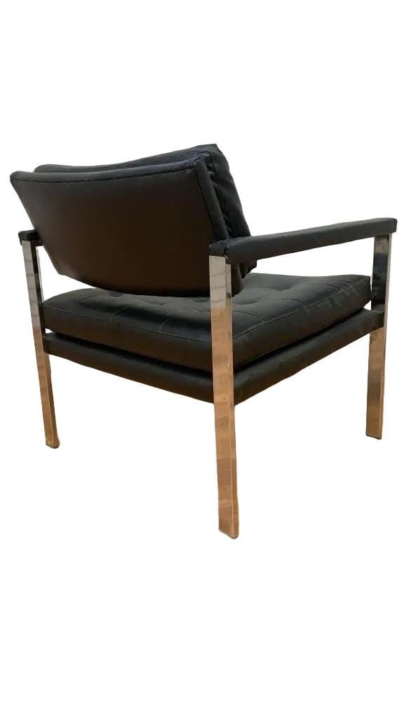 MCM Milo Baughman Style Chrome Flat Bar Chair - 4