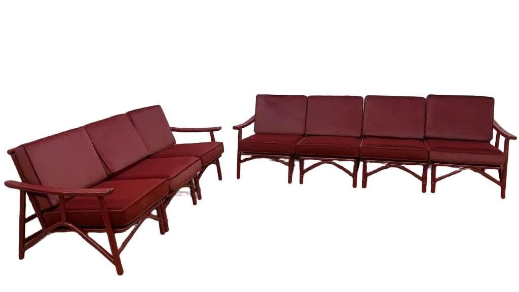 MCM Asian Style Modular Sectional Sofa Set by Ficks Reed Newly Reupholstered - 2