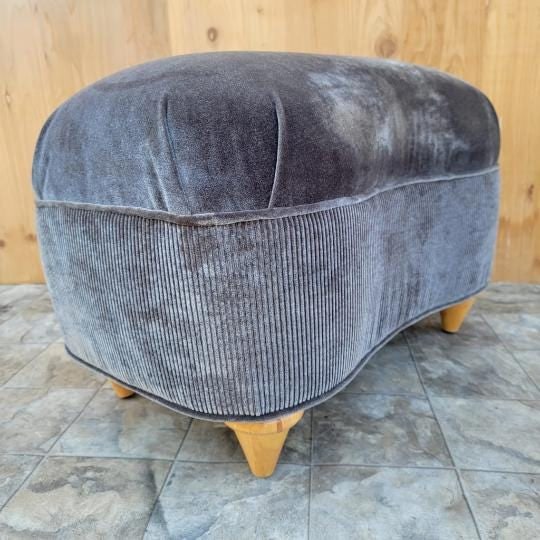 Art Deco Asymmetrical Channel Fan Back Lounge Chairs and Ottoman Newly Reupholstered - 3 Piece Set - 5