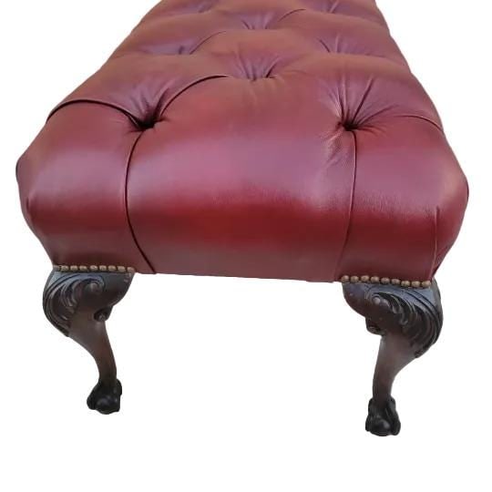 Antique Chippendale Style Carved Tufted Hall/Dining Bench Newly Reupholstered - Pair - 4