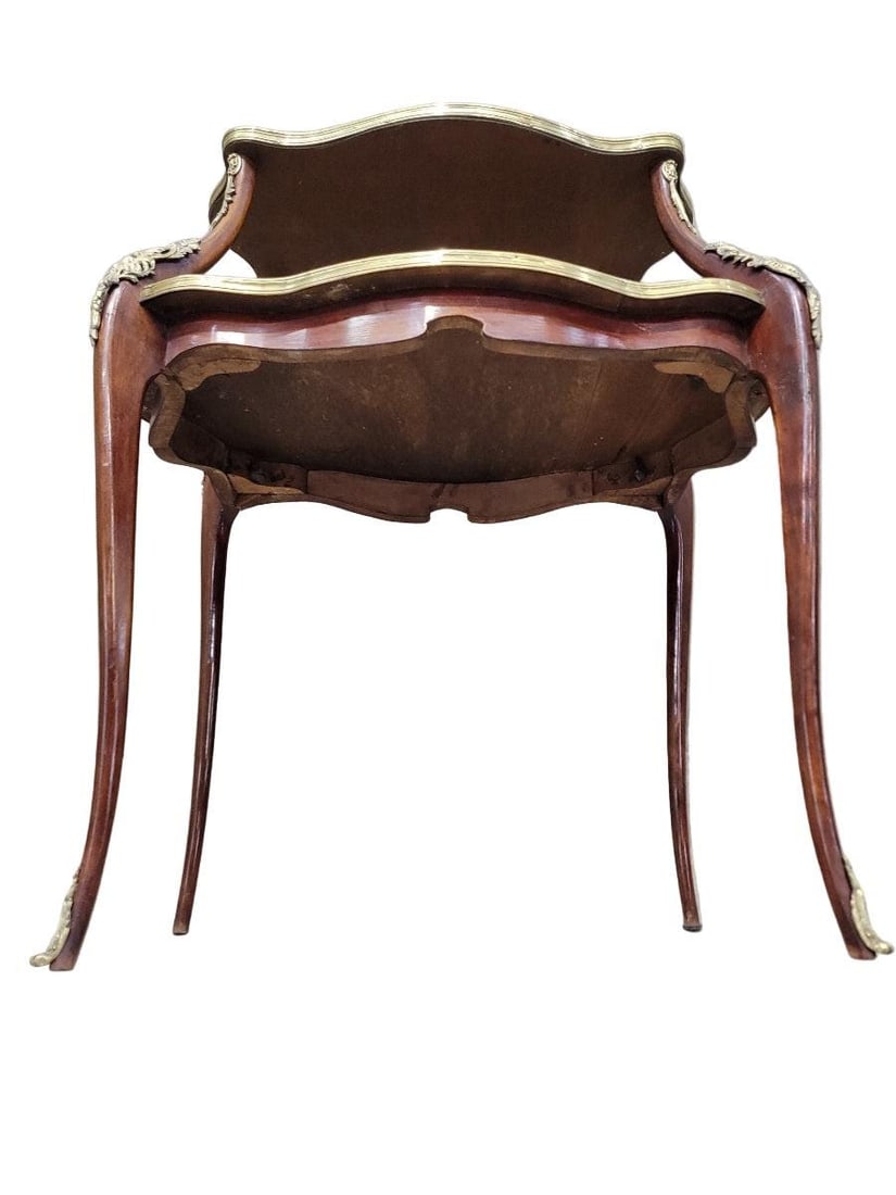 Antique French Napoleon Style Marble Top Ormolu Accent Table - 2