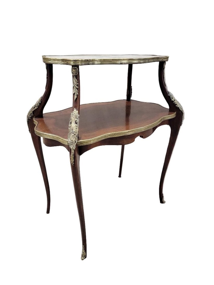 Antique French Napoleon Style Marble Top Ormolu Accent Table - 5