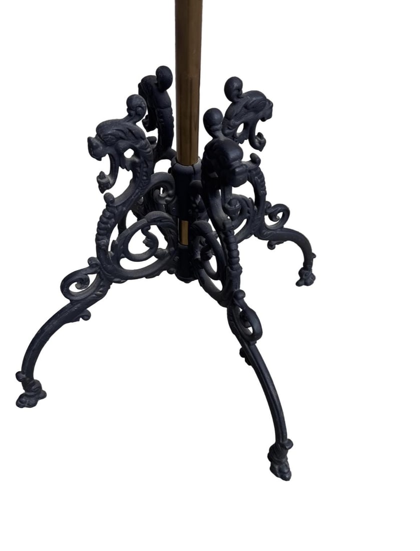 Antique Victorian Federal Style Brass, Wood and Wrought Iron Coat Rack with Eagle Finial - 6