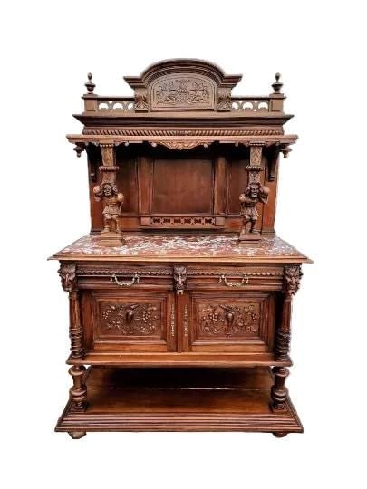 Antique French Gothic Figural Cabinet (1 of 8)