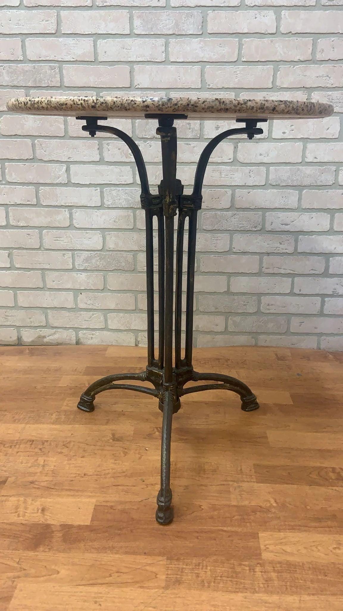 Antique French Stone Top Cast Iron Bistro Table - 3