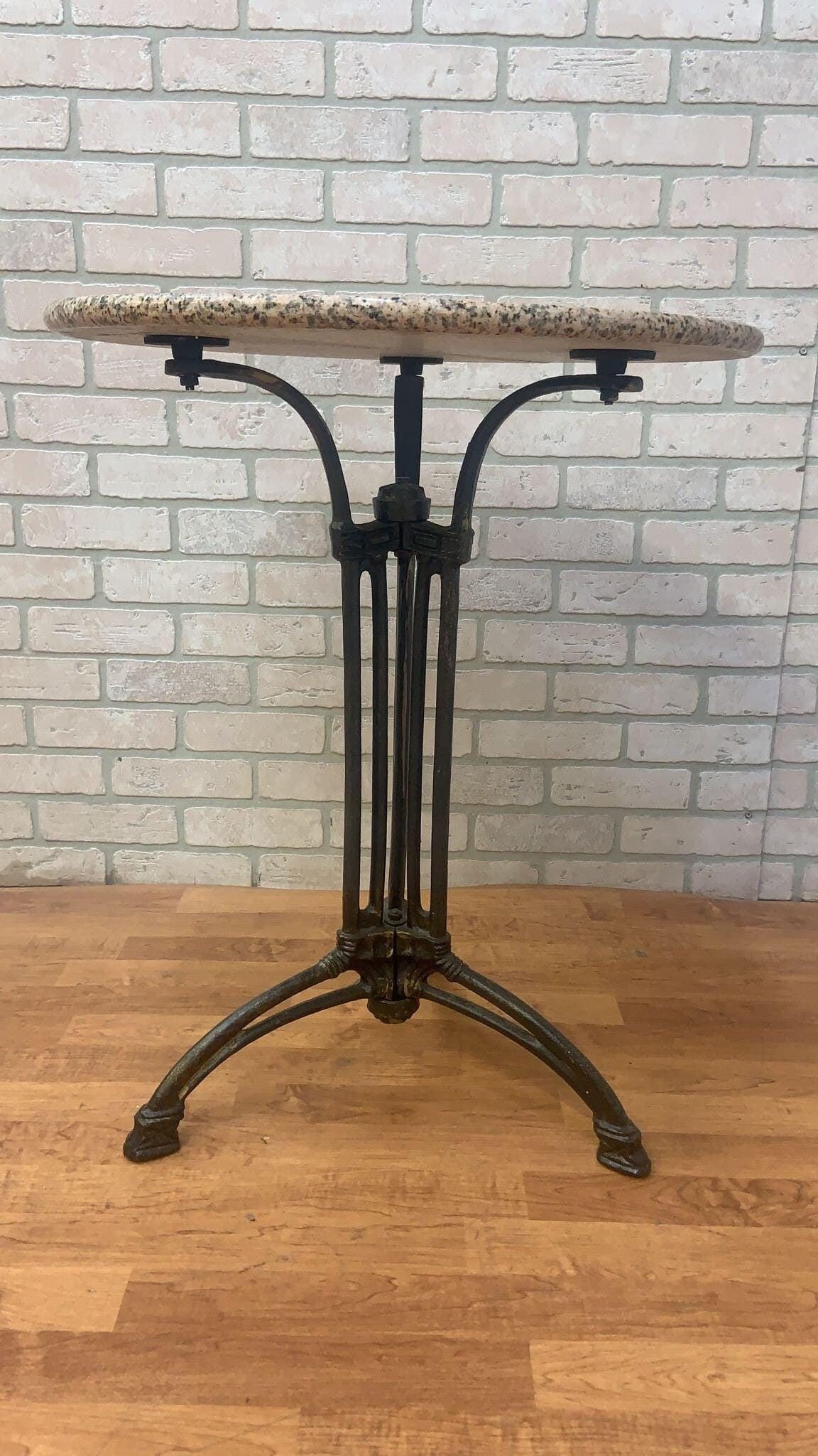Antique French Stone Top Cast Iron Bistro Table - 5