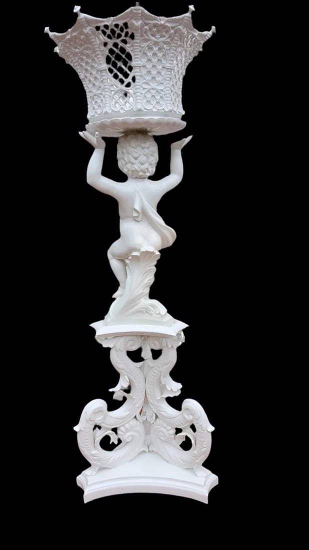 Antique Italian Capodimonte-Style Figural Plant Stand/Sculpture - 2