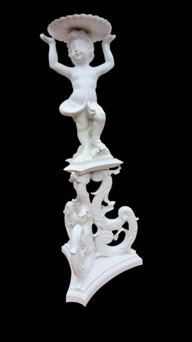 Antique Italian Capodimonte-Style Figural Plant Stand/Sculpture - 7