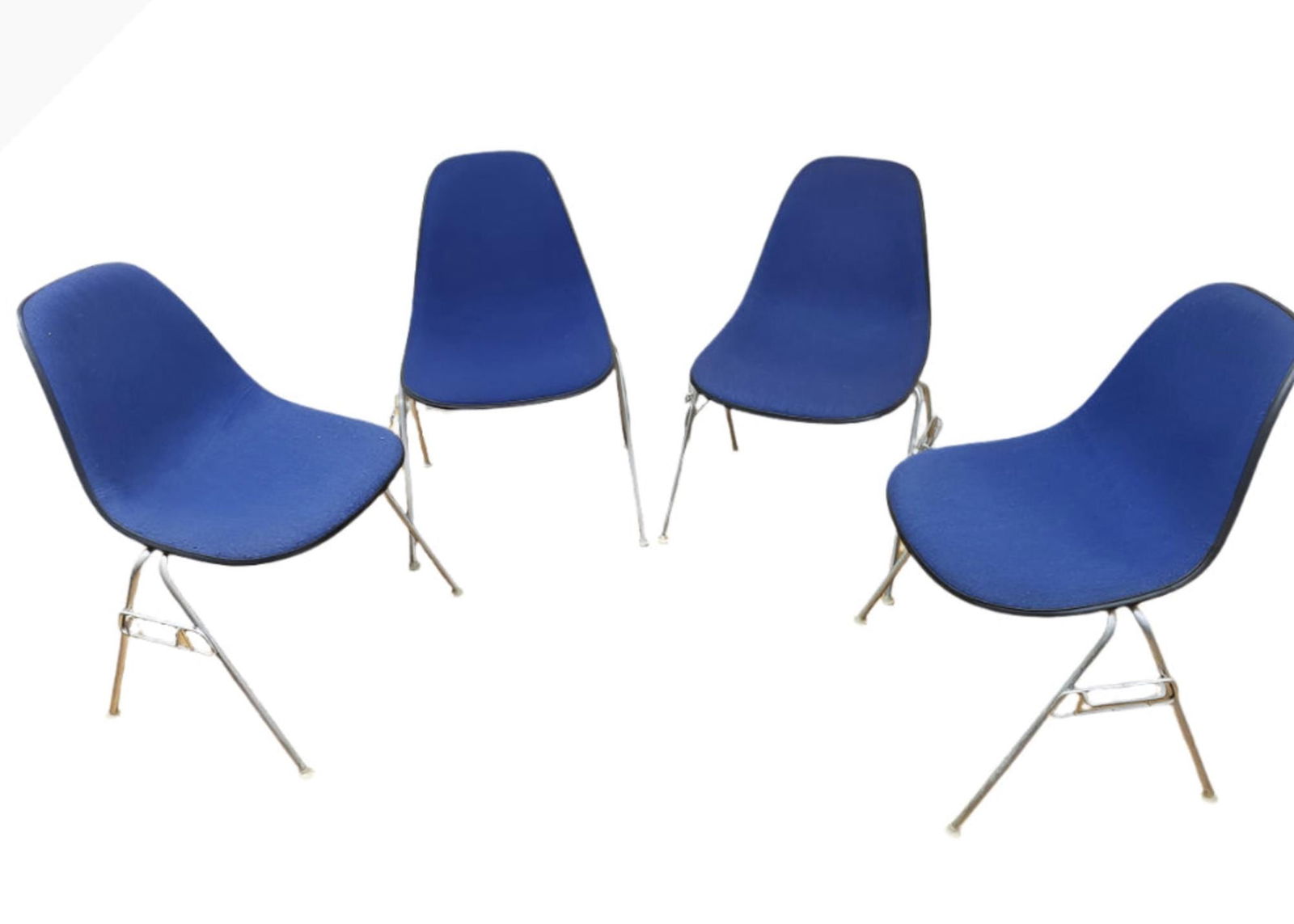 Mid Century Modern Herman Miller Shell Dining Chairs in Blue - Set of 4 (1 of 7)