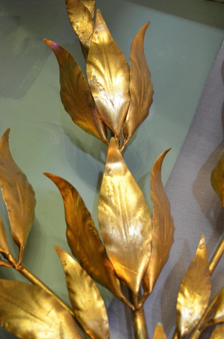MCM Gold Gilt Leaf Wall Sconce by Hans Kogl - 3