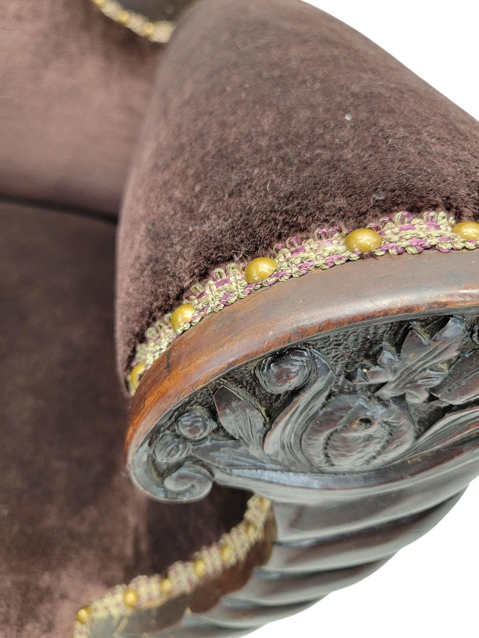 American Empire Mahogany Lounge Chair Newly Reupholstered in Mohair - 5