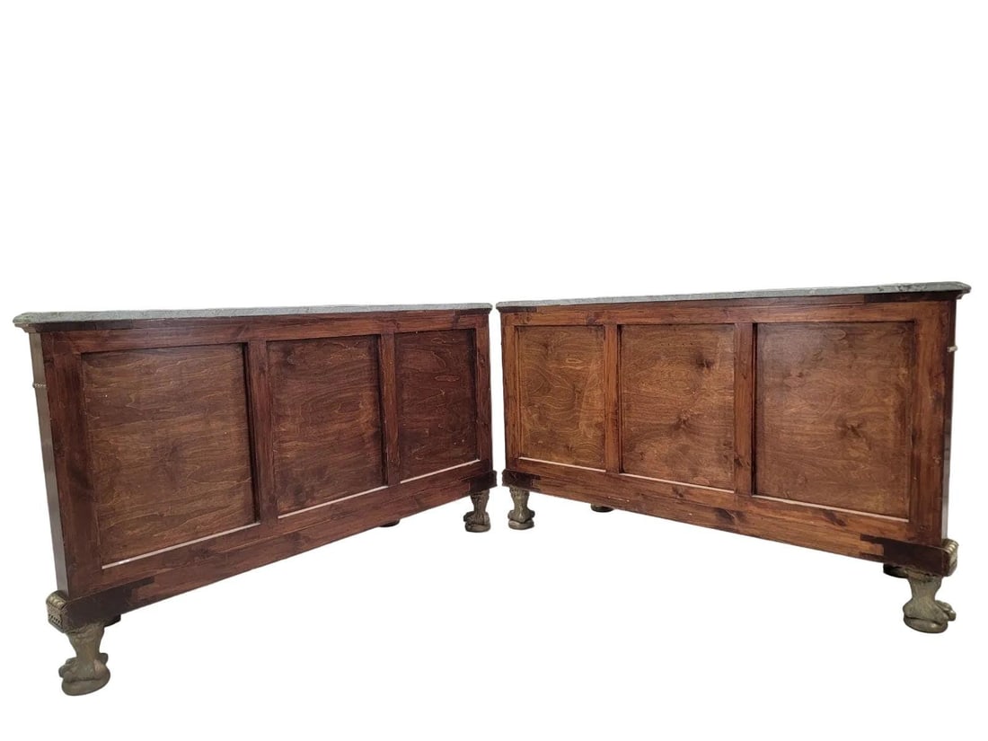 Vintage French Regency Style Marble Top Sideboard- Pair - 2