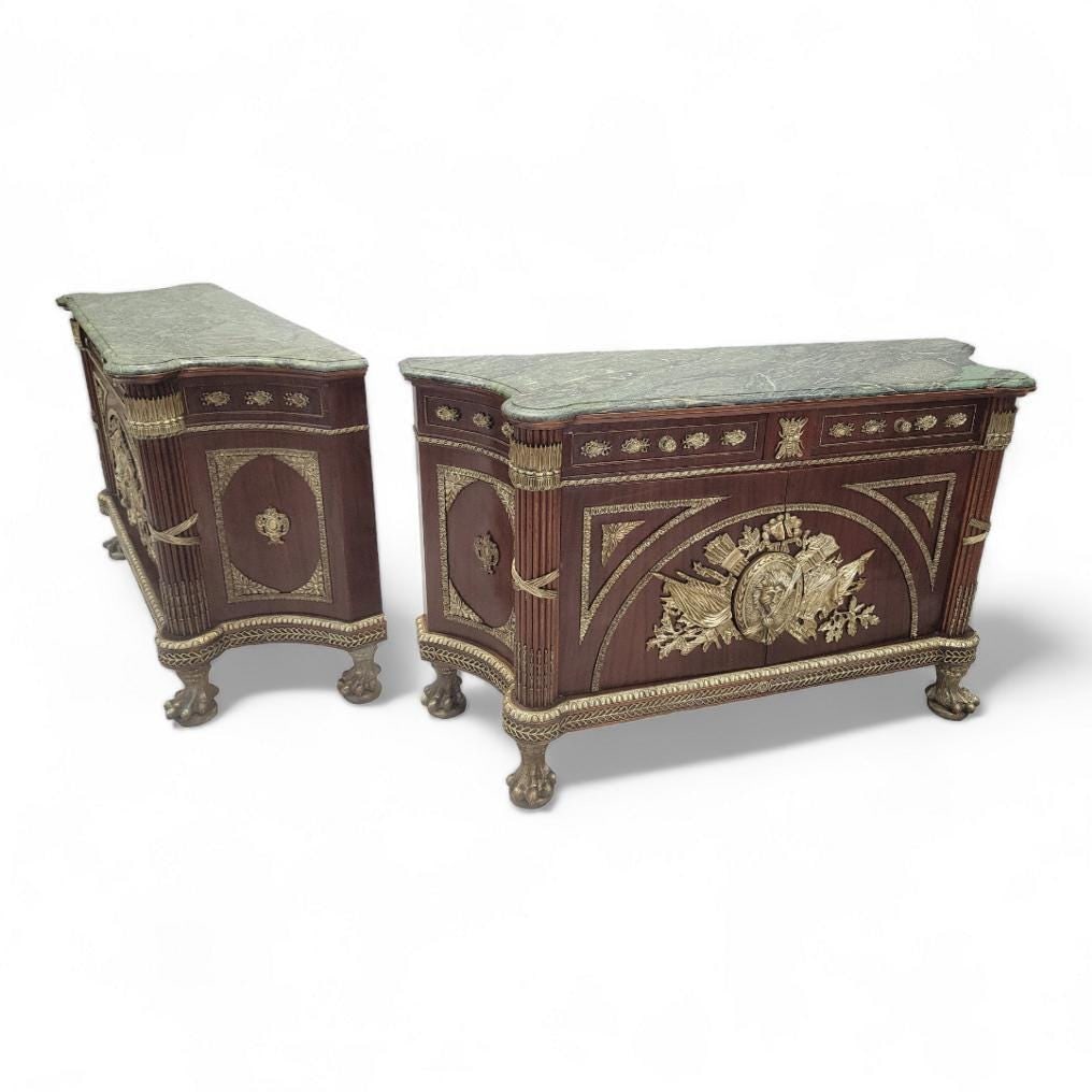 Vintage French Regency Style Marble Top Sideboard- Pair - 5