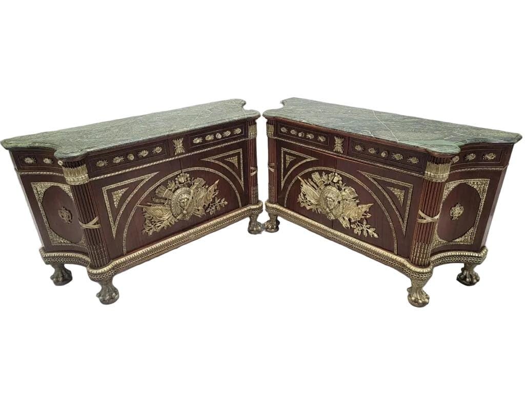 Vintage French Regency Style Marble Top Sideboard- Pair - 6