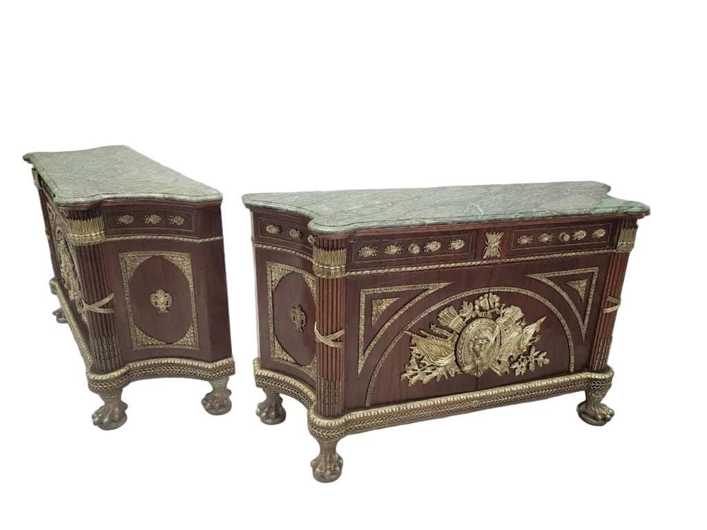 Vintage French Regency Style Marble Top Sideboard- Pair - 8