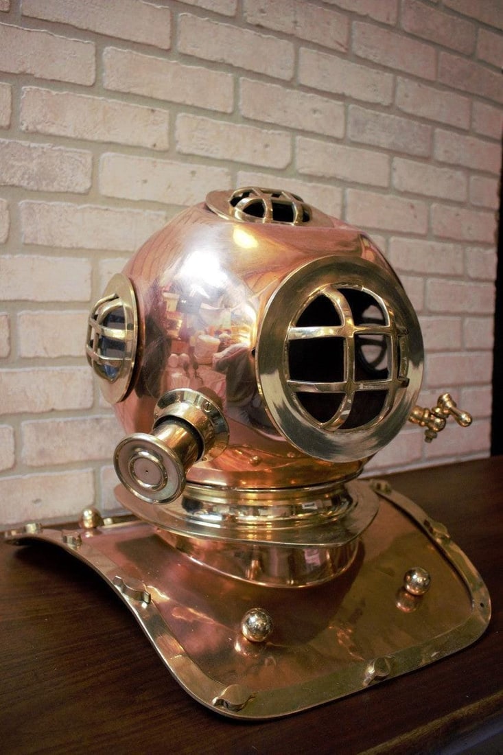Vintage Decorative Nautical Brass Deep Sea Diving Helmet - 3