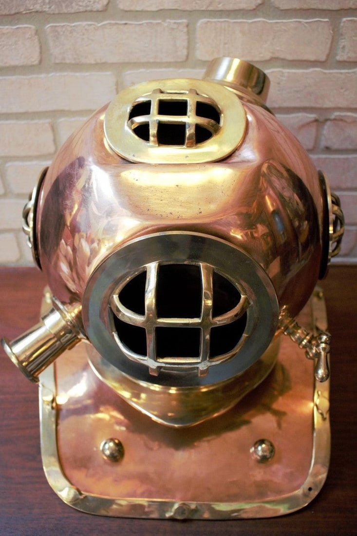 Vintage Decorative Nautical Brass Deep Sea Diving Helmet - 8