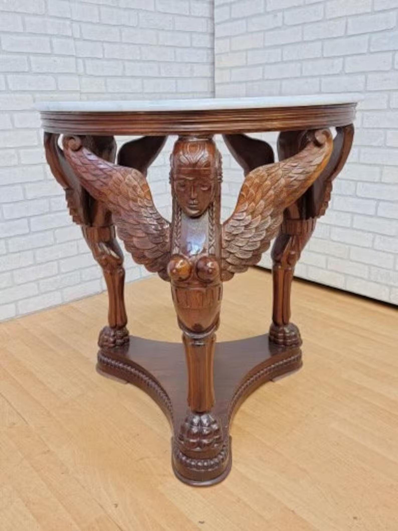 Antique Neoclassical Style Carved Figural Hall Table - 4