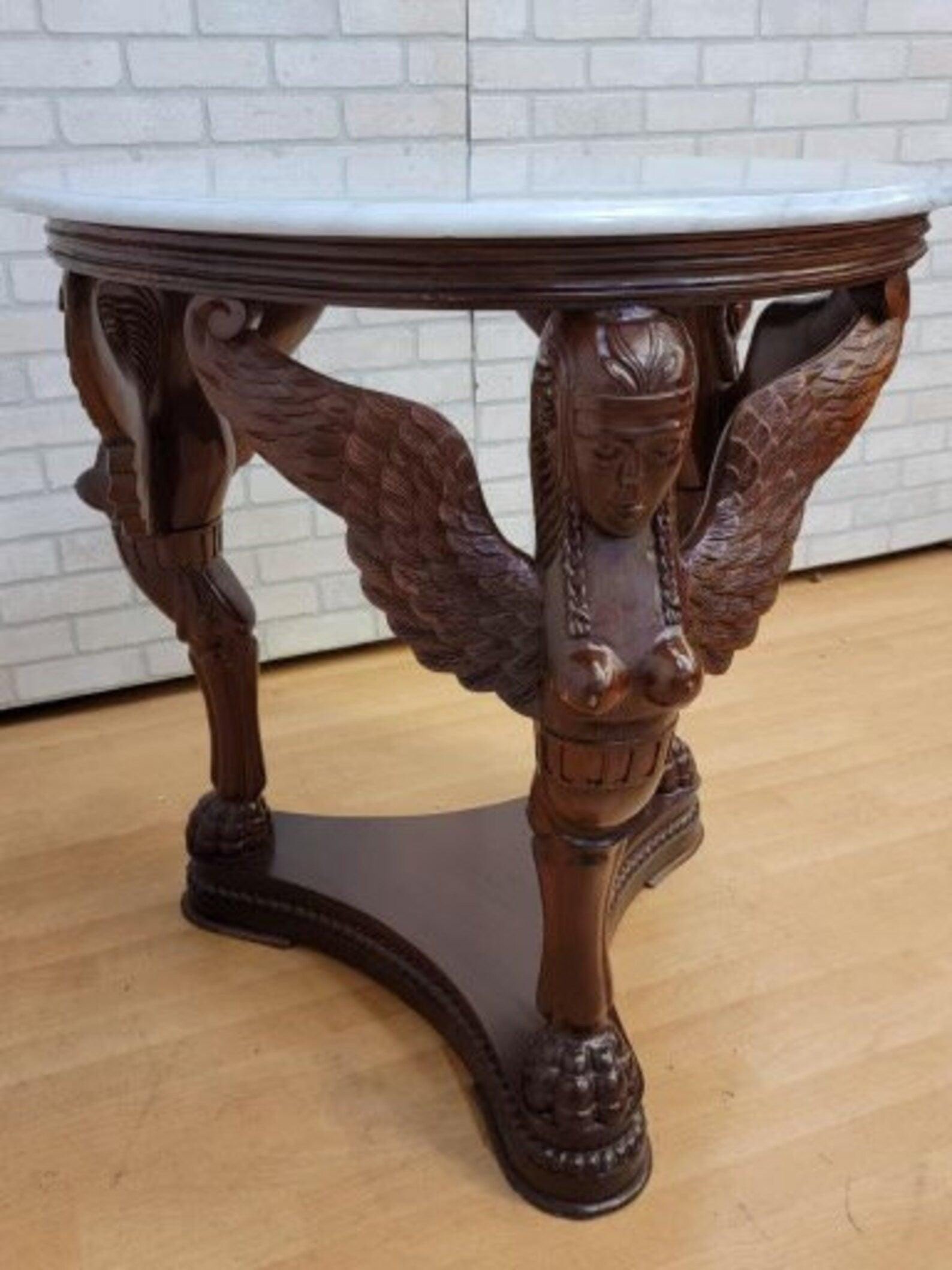 Antique Neoclassical Style Carved Figural Hall Table - 5