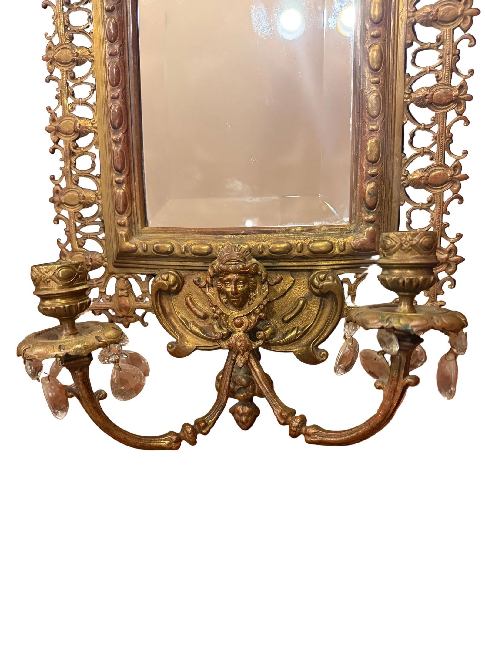 Antique Victorian Style Figural Wall Mirror Candle Sconces - 2