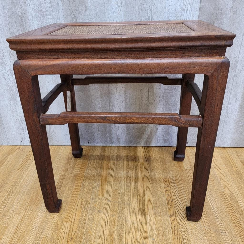 Vintage Shanxi Province Elmwood Wicker Rattan End/Side Tables - Set of 3 - 8