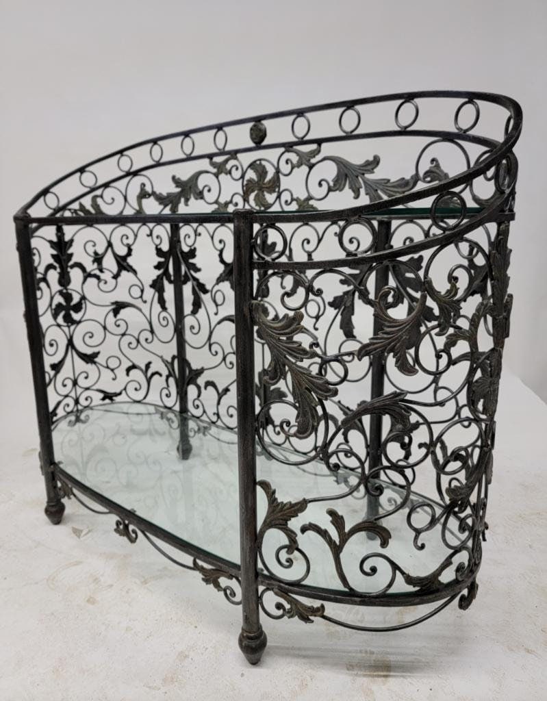 Vintage Maitland Smith Wrought Iron Oval Console Table - 4
