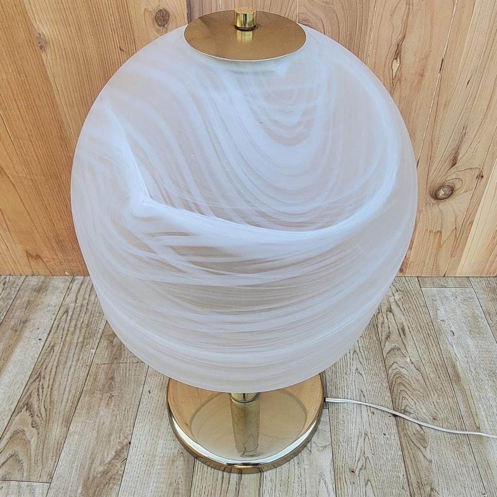 Vintage Italian Deco Table Lamp with Frosted Glass Shade - 2