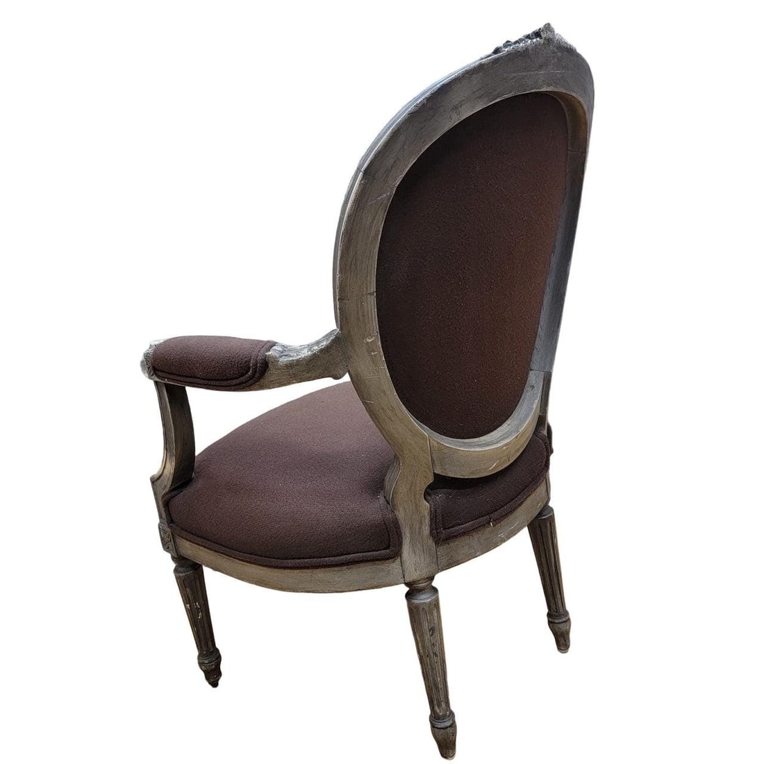 Antique French Louis XVI Style Carved Silver Gilt Framed Fauteuil Chairs - Pair - 5