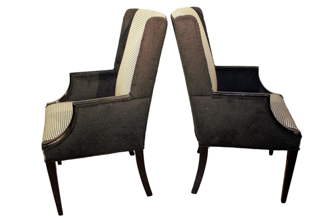 Vintage Wingback Style Lounge Chair Newly Reupholstered - Pair - 4