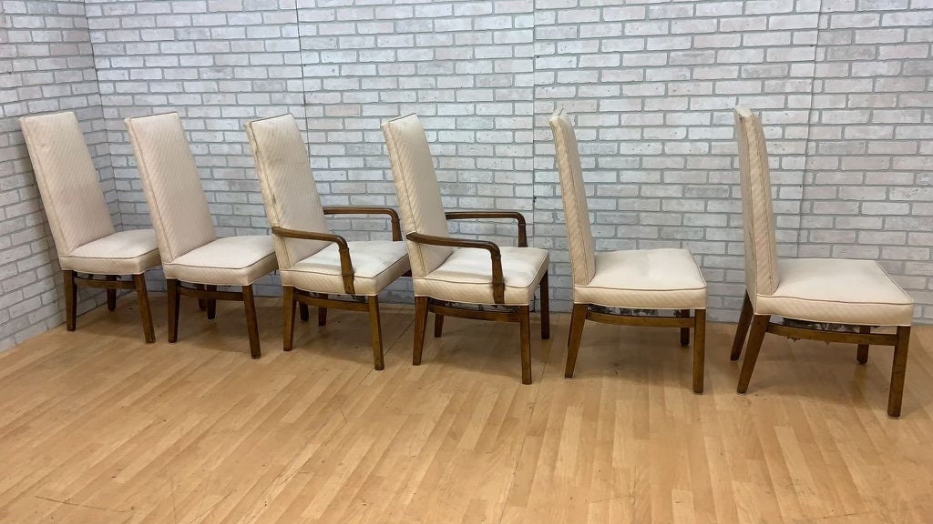 Mid Century Modern Drexel Heritage Campaign Style High Back Dining Chairs for Upholstery - Set of 10 - 7